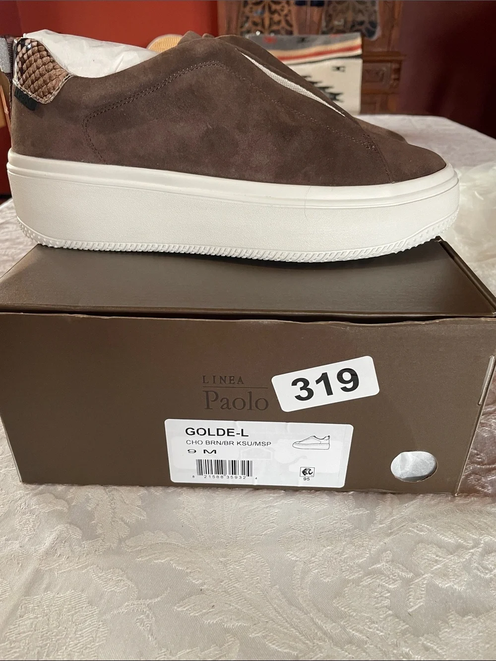 PAOLO GOLDE-L UNISEX CALF LEATHER Slip-On Suede Loafers in Dark Brown Sz 9M new